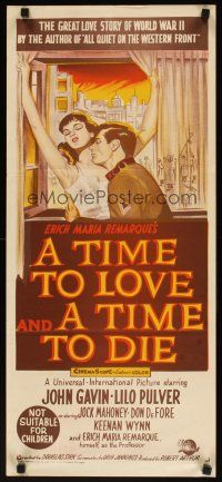 7w746 TIME TO LOVE & A TIME TO DIE Aust daybill '58 love story of WWII by Erich Maria Remarque!