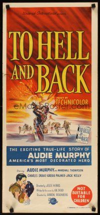 7w747 TO HELL & BACK Aust daybill '55 Audie Murphy's life story as a kid soldier in World War II!