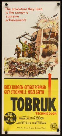 7w750 TOBRUK Aust daybill '67 art of soldiers Rock Hudson & George Peppard in World War II!