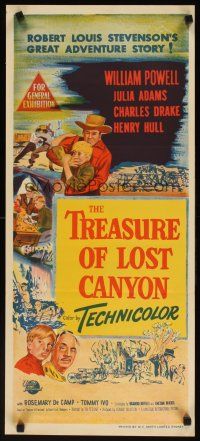7w755 TREASURE OF LOST CANYON Aust daybill '52 William Powell in Robert Louis Stevenson adventure!