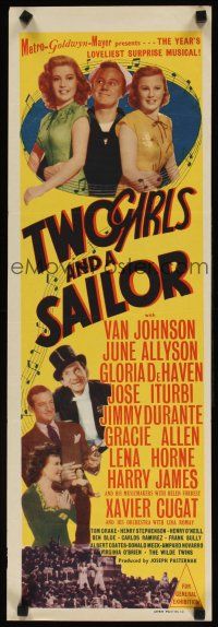 7w759 TWO GIRLS & A SAILOR Aust daybill '44 Van Johnson w/sexy June Allyson & Gloria DeHaven!