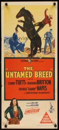 7w763 UNTAMED BREED Aust daybill '48 Sonny Tufts fighting with men & bull, pretty Barbara Britton!
