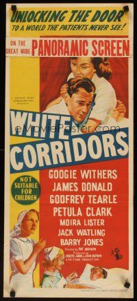 7w785 WHITE CORRIDORS Aust daybill '51 art of nurse Googie Withers & Doctor James Donald!