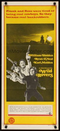 7w786 WILD ROVERS Aust daybill '71 William Holden & Ryan O'Neal w/guns, Blake Edwards directed!