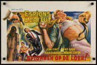 7w485 HEAT OF MIDNIGHT Belgian '66 Max Pecas's Espions a l'affut, action art & sexy girl in peril!