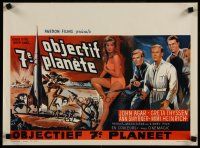 7w492 JOURNEY TO THE SEVENTH PLANET Belgian '61 great different artwork with cast & monsters!