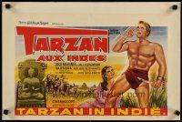 7w526 TARZAN GOES TO INDIA Belgian '62 great image of Jock Mahoney as the King of the Jungle!
