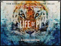 7w334 LIFE OF PI blue style advance DS British quad '12 cool collage image of tiger!