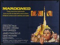 7w341 MAROONED British quad '69 Gregory Peck & Gene Hackman, great Terpning cast & rocket art!