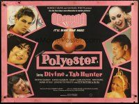 7w345 POLYESTER British quad '81 John Waters, wacky image of Divine & cast, filmed in Odorama!