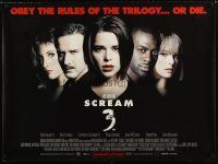 7w350 SCREAM 3 British quad '00 Wes Craven, cool close-up of Neve Campbell in number 3!