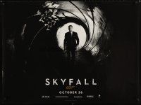 7w353 SKYFALL DS teaser British quad '12 image of Daniel Craig as Bond in gun barrel, newest 007!