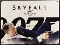 7w354 SKYFALL DS teaser British quad '12 image of Daniel Craig as James Bond on back shooting gun!