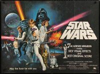7w361 STAR WARS British quad '78 George Lucas classic sci-fi epic, art by Tom William Chantrell!