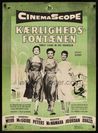 7w534 3 COINS IN THE FOUNTAIN Danish '54 Clifton Webb, Dorothy McGuire, Jean Peters, Louis Jourdan