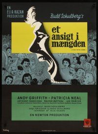 7w566 FACE IN THE CROWD Danish '58 Stilling art of Andy Griffith, directed by Elia Kazan!