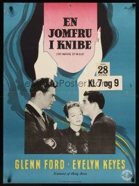 7w587 MATING OF MILLIE Danish '50 Glenn Ford, Evelyn Keyes in title role, Ron Randall!
