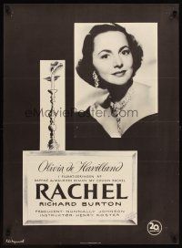 7w591 MY COUSIN RACHEL Danish '54 Richard Burton, image of pretty Olivia de Havilland!