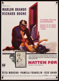 7w594 NIGHT OF THE FOLLOWING DAY Danish '69 Marlon Brando, Richard Boone & Rita Moreno!