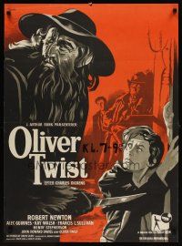 7w595 OLIVER TWIST Danish '48 Robert Newton as Bill Sykes, David Lean directed, Wenzel art!