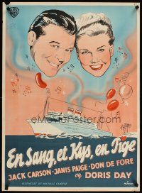 7w605 ROMANCE ON THE HIGH SEAS Danish '50 1st Doris Day, Jack Carson, Don DeFore, Munch art!