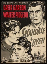 7w610 SCANDAL AT SCOURIE Danish '53 great Gaston art of Greer Garson & Walter Pidgeon!