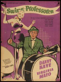7w615 SONG IS BORN Danish '50 artwork of drummer Danny Kaye & sexy Virginia Mayo!