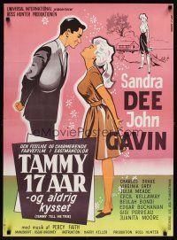 7w620 TAMMY TELL ME TRUE Danish '63 romantic close up of Sandra Dee about to kiss John Gavin!