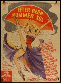 7w624 TILL THE CLOUDS ROLL BY Danish '48 great art of dancing girl with umbrella by Strand!