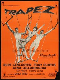 7w626 TRAPEZE Danish '57 great circus art of Burt Lancaster, Gina Lollobrigida & Tony Curtis!