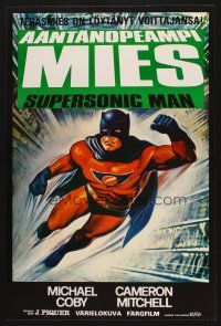 7w225 SUPERSONIC MAN Finnish '79 Spanish superhero, cool action artwork!