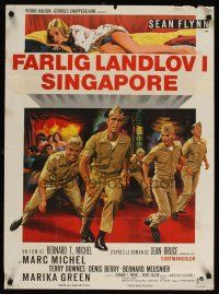 7w393 FIVE ASHORE IN SINGAPORE French 23x32 '67 Sean Flynn, art of soldiers & sexy girl!