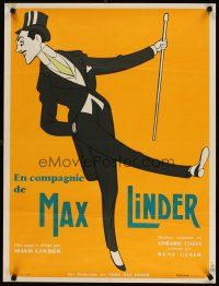 7w397 LAUGH WITH MAX LINDER French 23x32 '63 great Jan Mara art of French comedic genius!