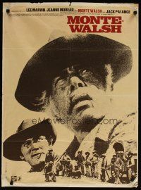 7w401 MONTE WALSH French 23x32 '71 close up Ferracci art of cowboy Lee Marvin & Jack Palance!