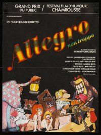 7w416 ALLEGRO NON TROPPO French 15x21 '77 Bruno Bozzetto, great wacky sexy cartoon artwork!