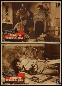 7w141 WE WERE STRANGERS 2 Italian 13x18 pbustas '49 John Garfield, directed by John Huston!