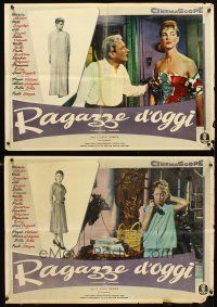 7w159 GIRLS OF TODAY set of 8 Italian photobustas '55 Ragazze D'oggi, Marisa Allasio, Lilli Cerasoli