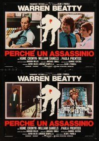 7w156 PARALLAX VIEW set of 10 Italian photobustas '75 Warren Beatty mixed up in conspiracy!