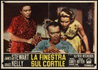 7w180 REAR WINDOW Italian photobusta R60 Thelma Ritter, Jimmy Stewart & sexy Grace Kelly!