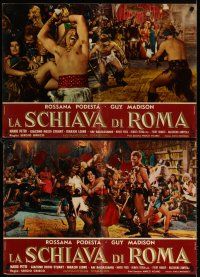 7w155 SLAVE OF ROME set of 12 Italian photobustas '61 Madison, Podesta, sword & sandal gladiators!