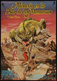 7w105 MYSTERY ON MONSTER ISLAND Spanish '81 Terence Stamp, Peter Cushing, cool sci-fi art!