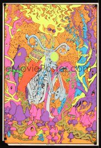 7x722 ACID RIDER commercial poster '70s blacklight, psychedelic art of biker on motorcycle!