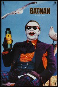 7x723 BATMAN commercial poster '89 close up of Joker Jack Nicholson w/seagulls & toxic bath!