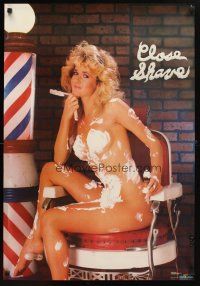 7x730 CLOSE SHAVE commercial poster '86 great image of sexy naked girl covered in shaving cream!