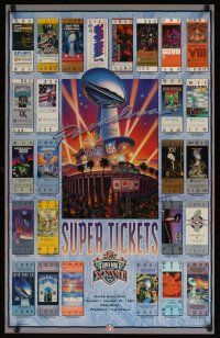 7x798 SUPER BOWL SUPER TICKETS commercial poster '93 great artwork of trophy & tickets!