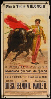 7x460 PLAZA DE TOROS DE VALENCIA Spanish bullfighting '44 Reus art of toreador & bull!