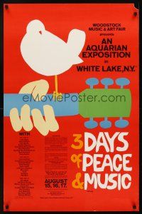 7x056 3 DAYS OF PEACE & MUSIC commercial poster '70s classic Arnold Skolnick art, Woodstock!