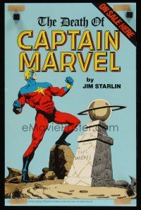 7x408 DEATH OF CAPTAIN MARVEL 11x17 advertising poster '89 art of him standing next to his grave!