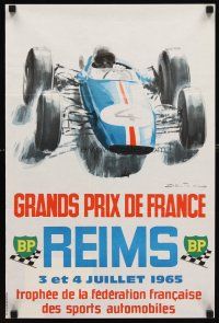 7x445 GRANDS PRIX DE FRANCE French racing event '65 cool Beligond artwork of vintage racer!