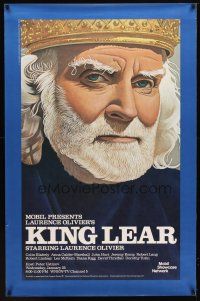 7x341 KING LEAR tv poster '84 great art of Laurence Olivier in title role!